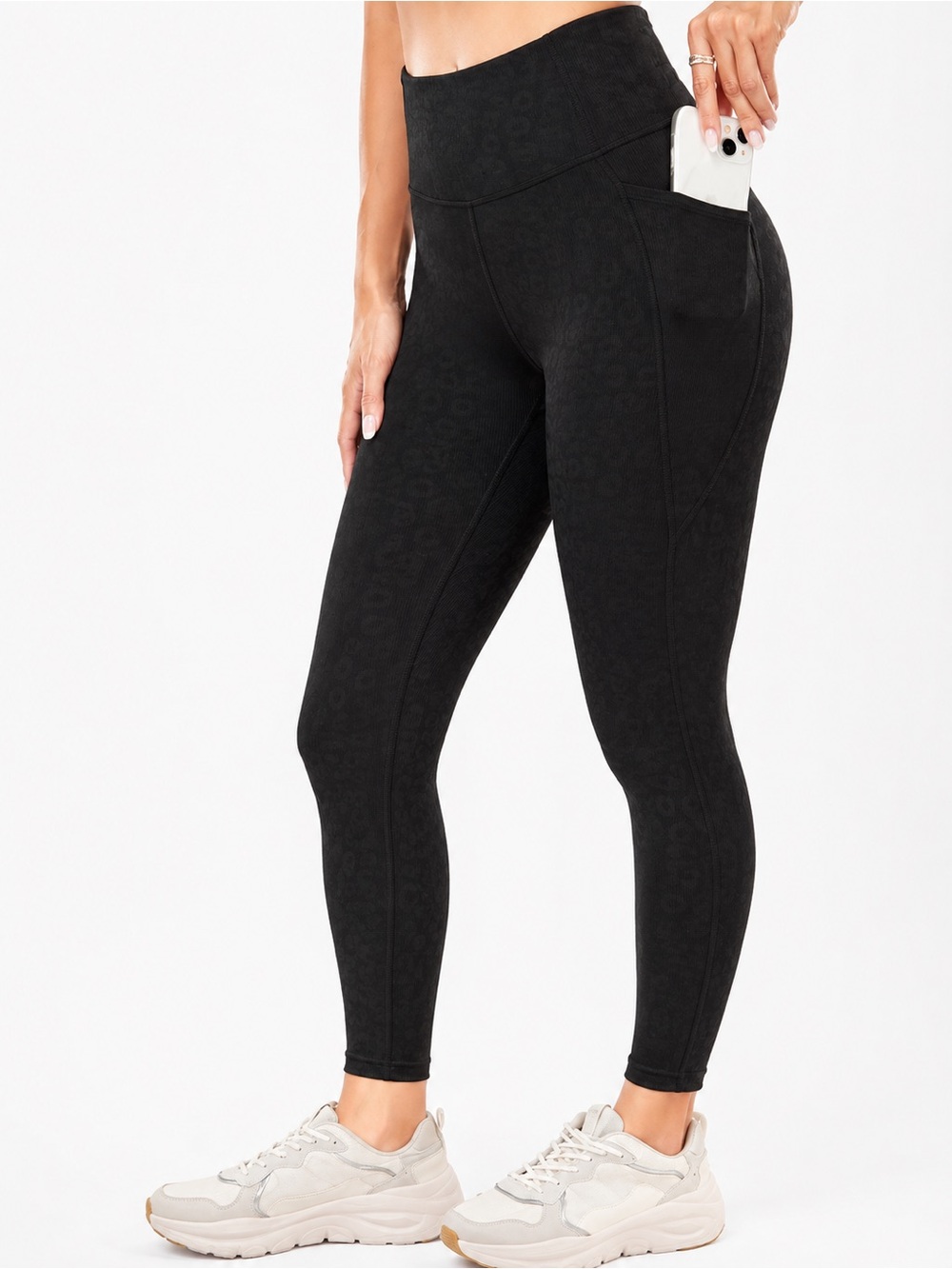 Move theology XS Black Ribbed Black Leggings Pockets Workout Athleisure